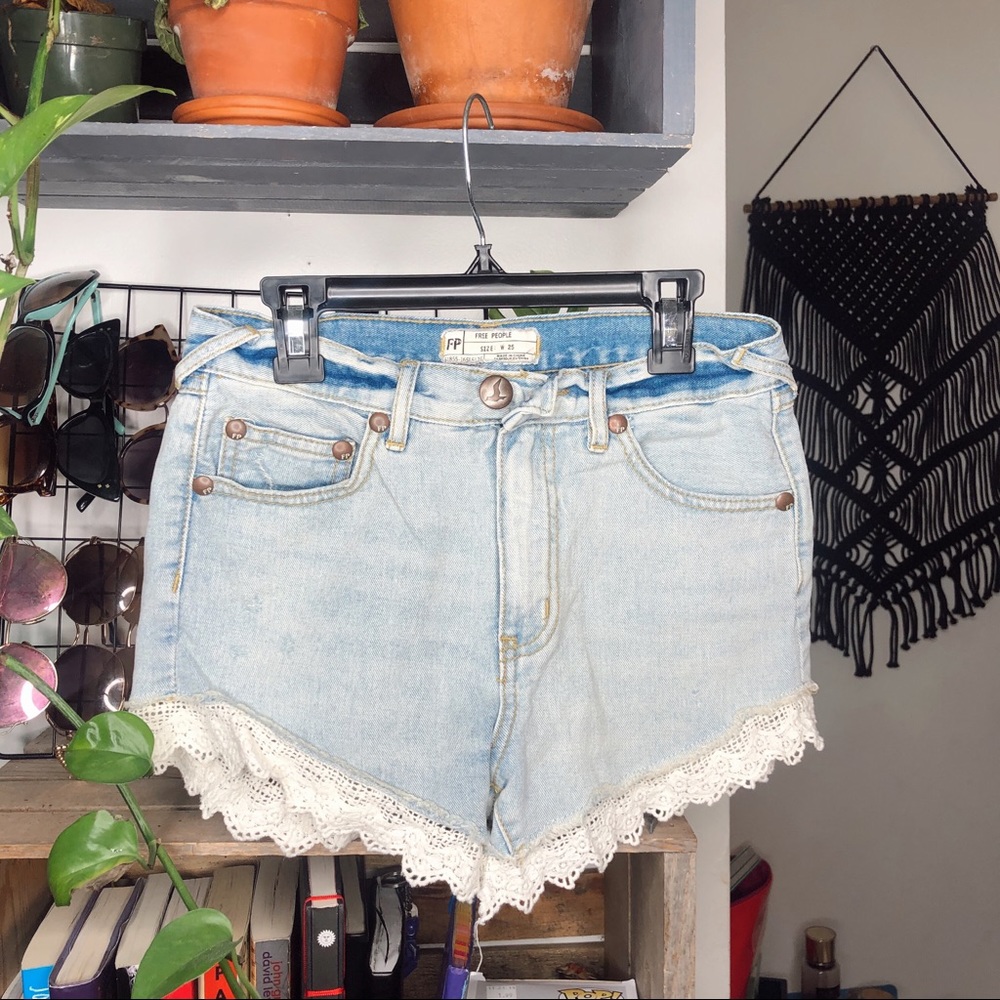 Free People Lace Jean Shorts!